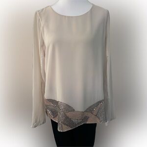 MM Couture Cream Blouse with Sequin Accents